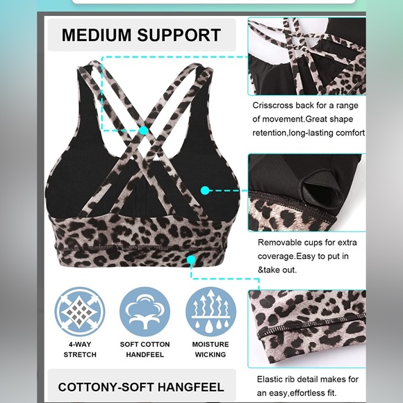 Coreio NEW leopard print sports bra small - Picture 2 of 10